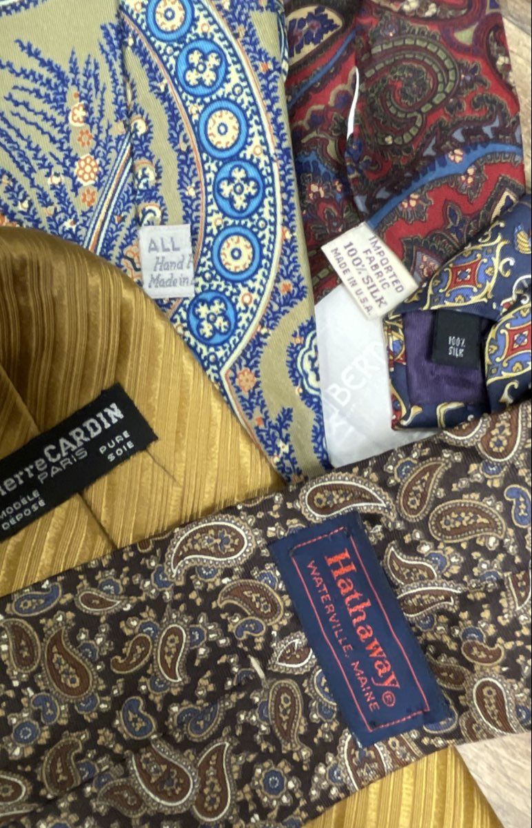 Vintage Men's 100% Silk Neckties Lot of 10 Lands' End Pierre Cardin Paisley