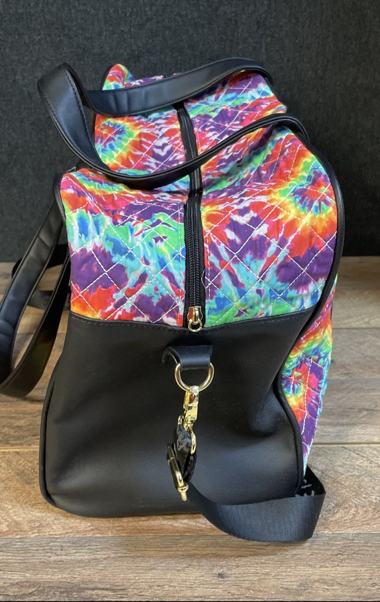 Luv Betsey by Betsey Johnson Rainbow Tie Dye Quilted Duffle Bag Weekend Travel