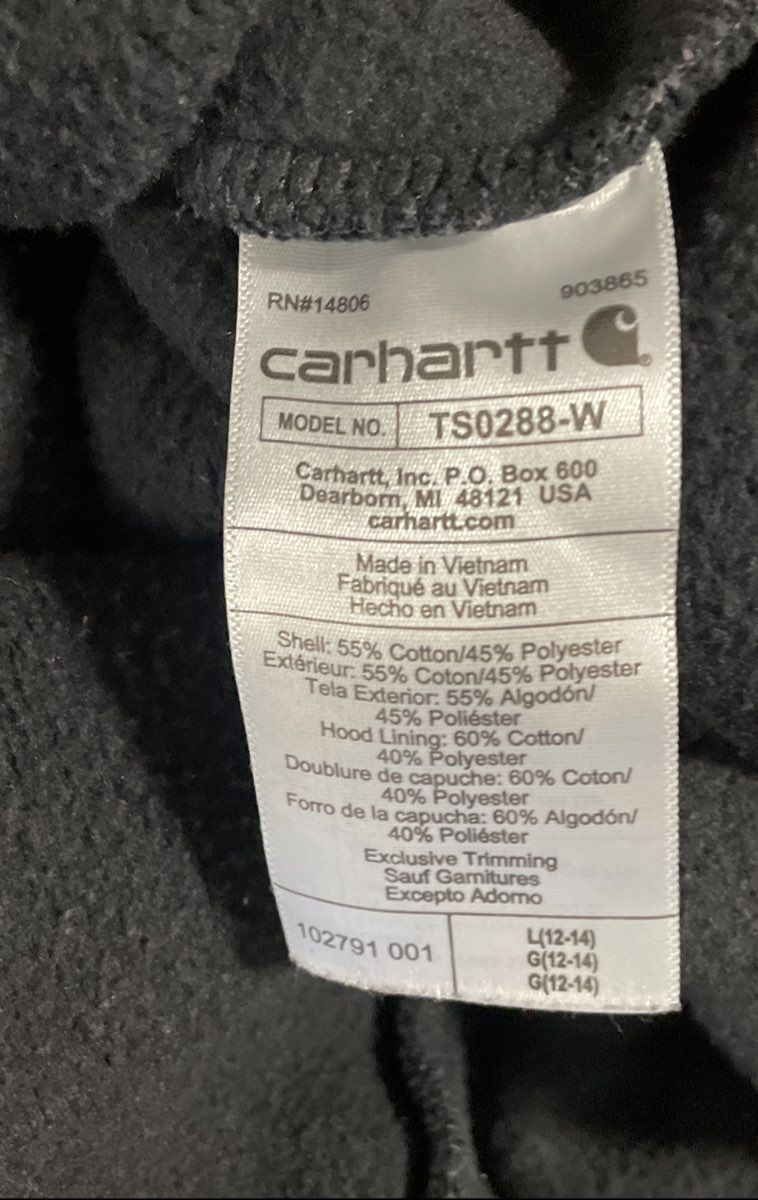Carhartt Men's Black Relaxed Fit Logo Hoodie Sz L TS0288-W