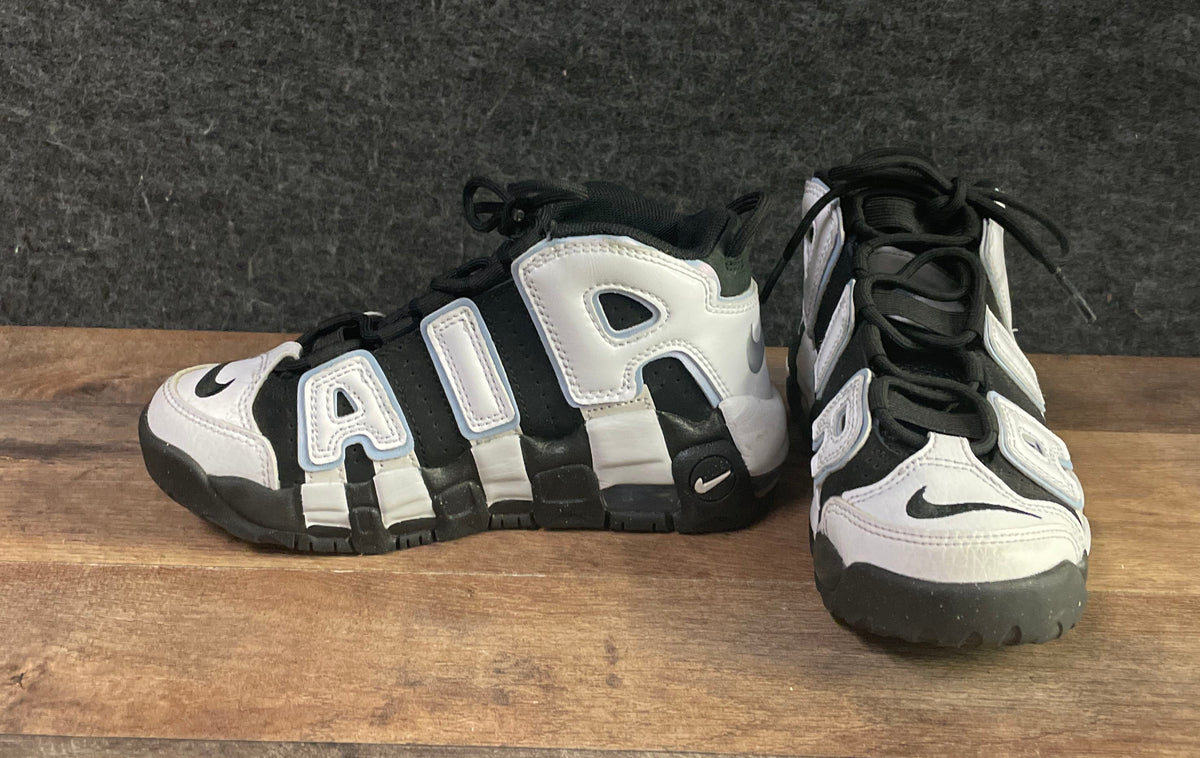 Nike Air More Uptempo Black White Iridescent Youth Sneakers Size 1Y