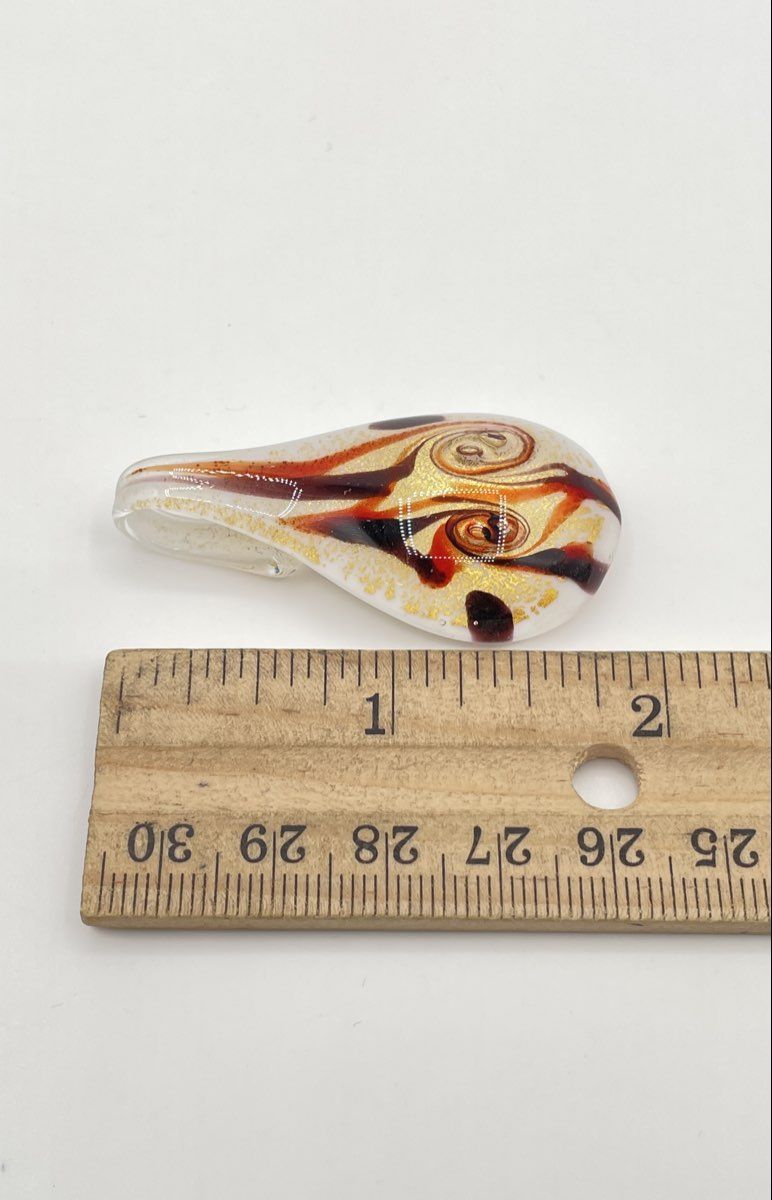 Murano Italy Lampwork Art Glass Teardrop Pendant 14.2g