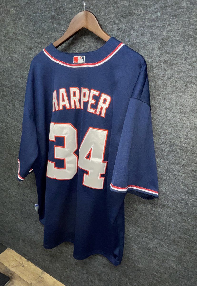 Vintage 2010s Washington Nationals Bryce Harper #34 Jersey Majestic Sz 56