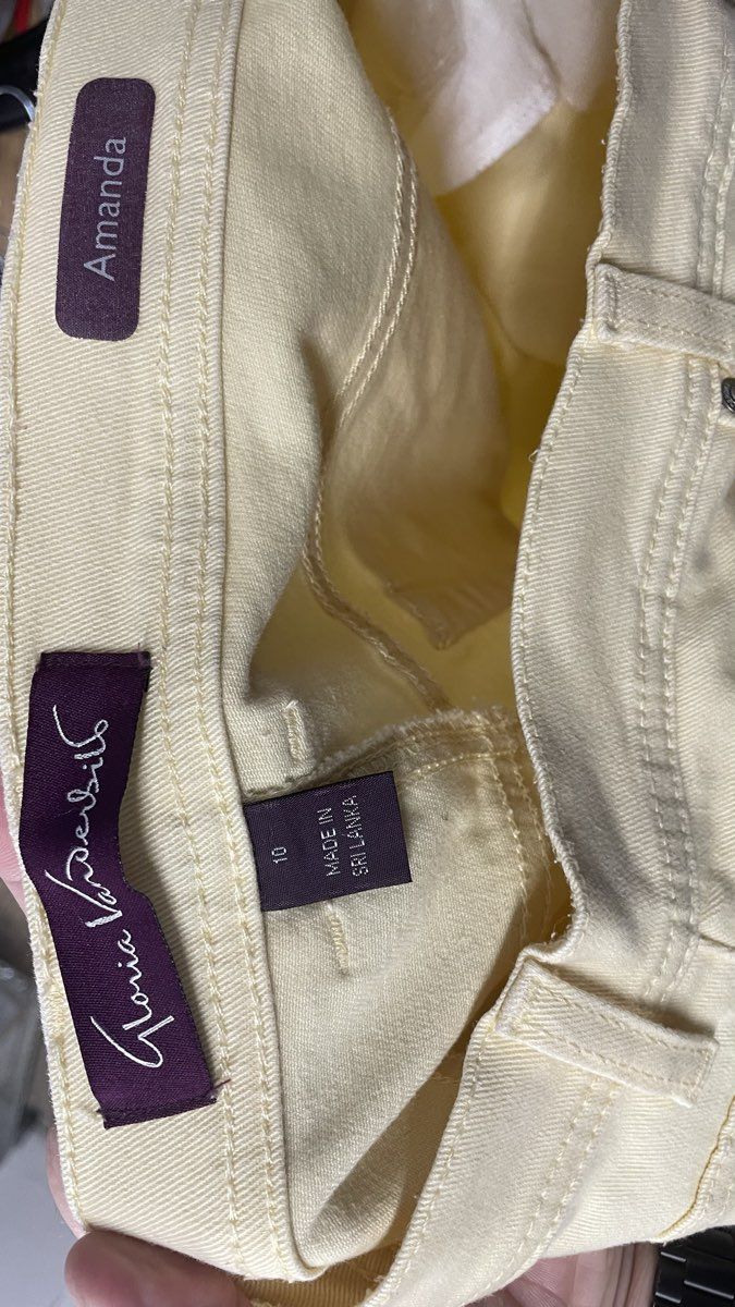 Gloria Vanderbilt Women's Amanda Pants Pale Yellow High Rise Stretch Sz 10