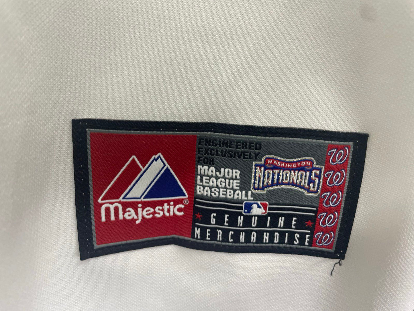 Majestic Men's Washington Nationals MLB Baseball Jersey White Full Button Sz L