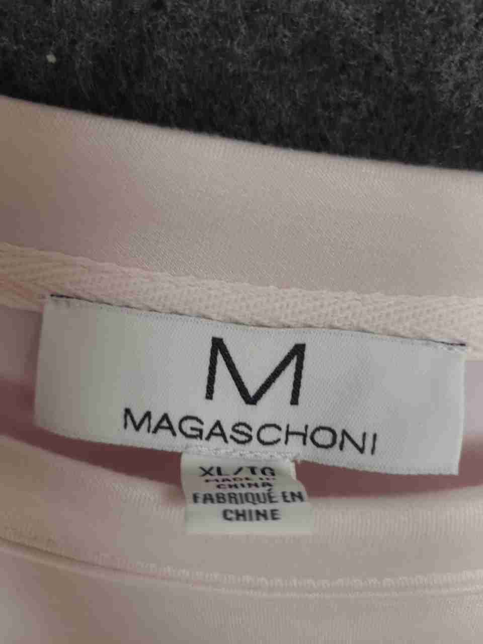 Magaschoni Women's Light Pink Shoulder Bow Puff Sleeve Pullover Sweatshirt Sz M