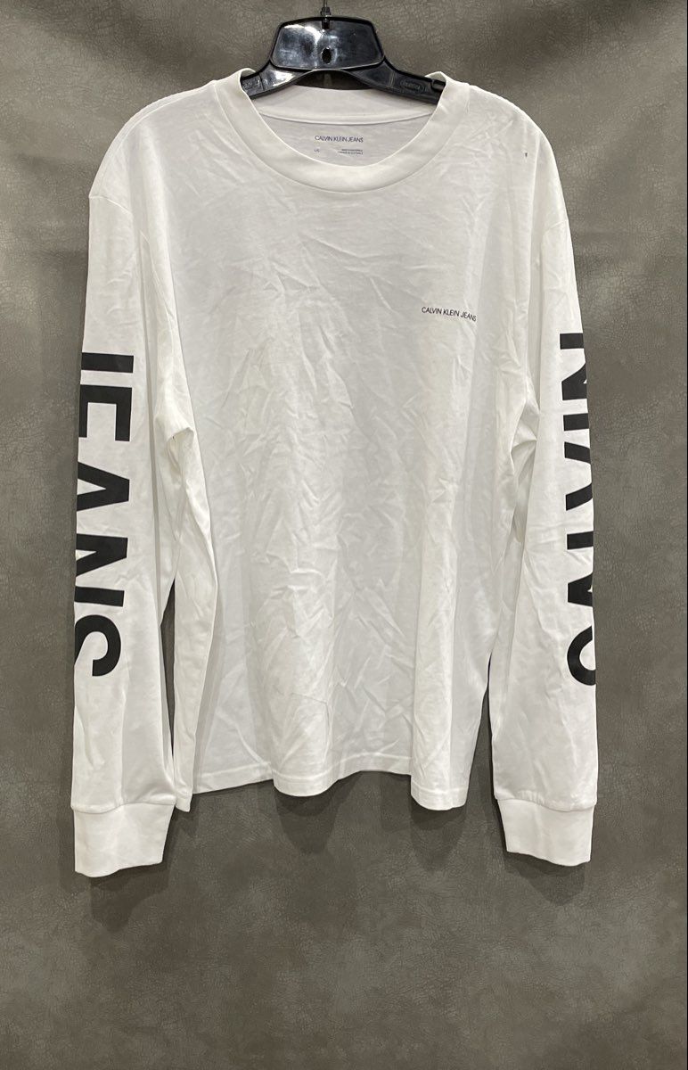 Calvin Klein Jeans Men's White Graphic Long Sleeve T-Shirt Size L