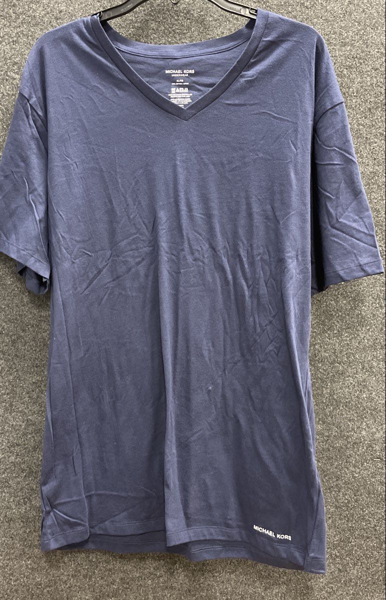 Michael Kors Men's Navy Blue V-Neck T-Shirt 100% Cotton Short Sleeve Sz XL