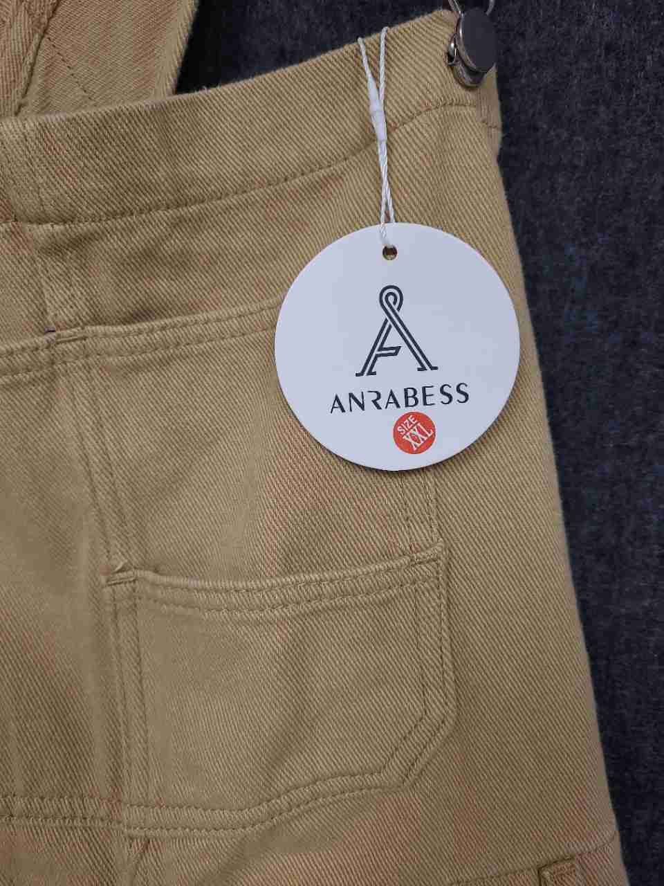 Anrabess Women's Khaki Tan Short Overalls Shortalls Bib Pocket NWT Sz XXL