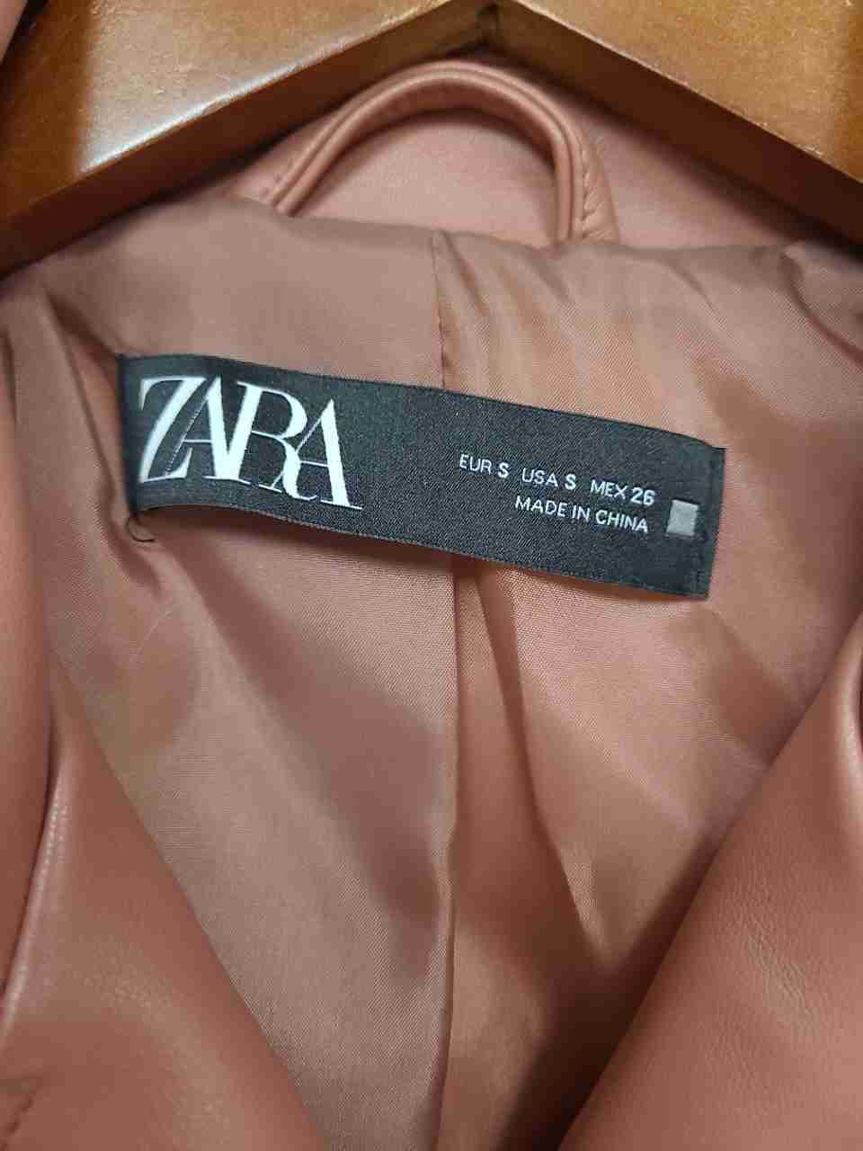 Zara Women's Faux Leather Moto Biker Jacket Blush Pink Belted Size S