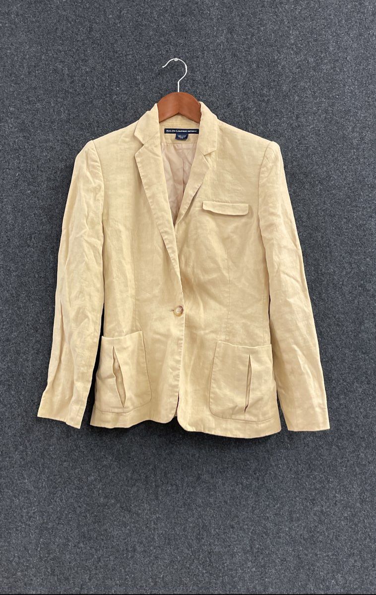 Vintage Ralph Lauren Sport Women's Pale Yellow 100% Linen Blazer Jacket Sz 6