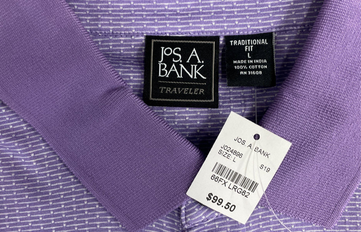Jos. A. Bank Men's Purple Traveler Collection Polo Shirt Traditional Fit L NWT