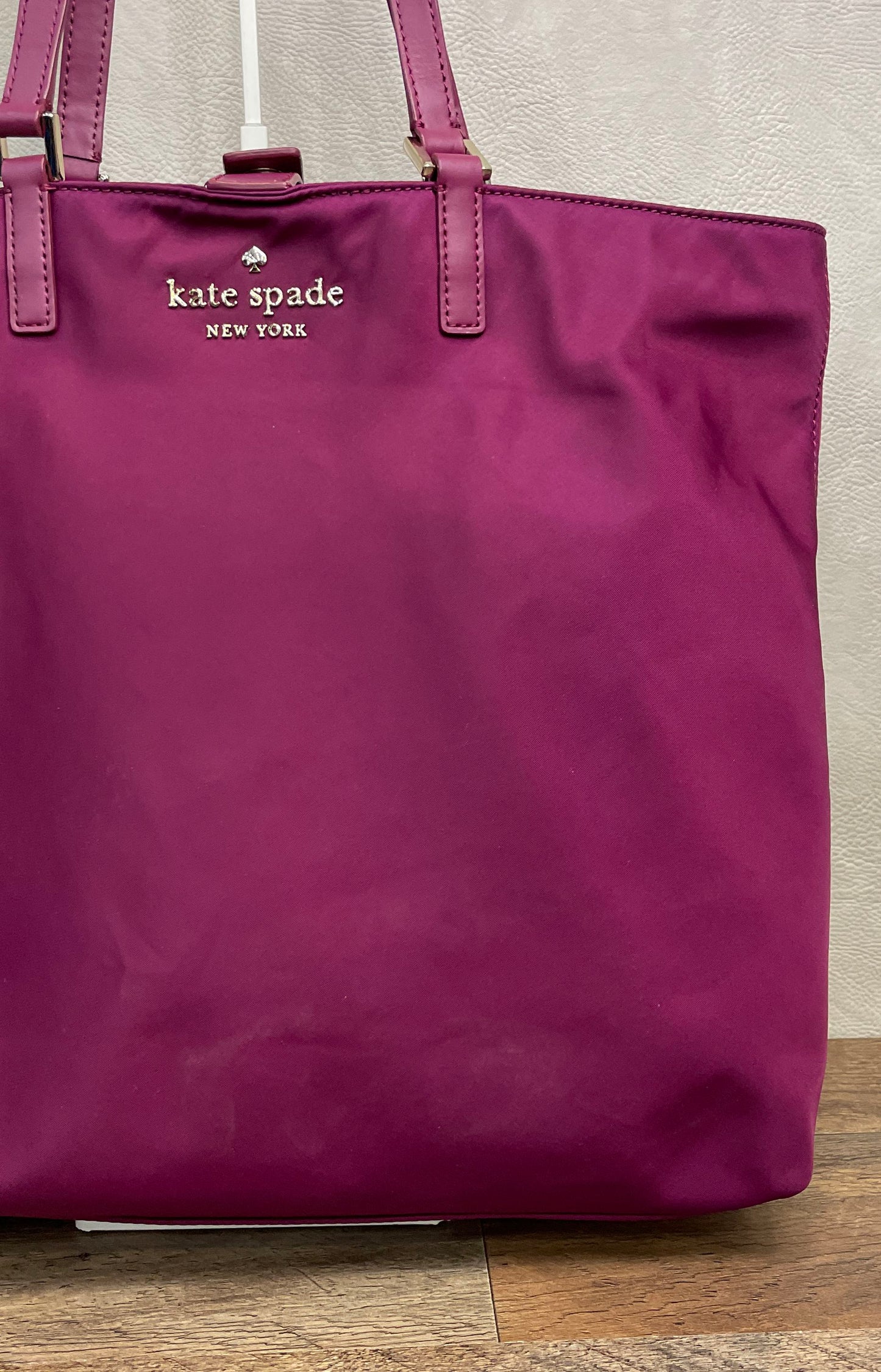Kate Spade New York Purple Nylon Large Tote Shoulder Bag Gold Hardware
