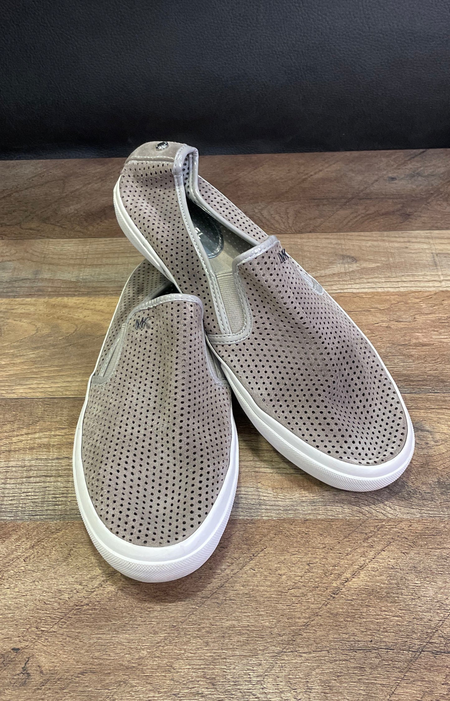 Michael Kors Perforated Suede Slip On Sneakers Taupe Women's Size 10