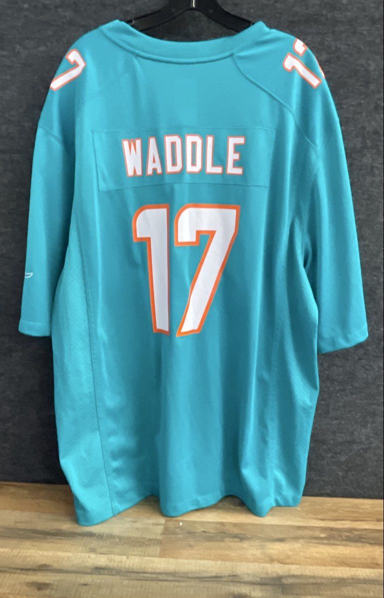 Nike Men's Miami Dolphins Jaylen Waddle #17 Aqua On Field Football Jersey XXL