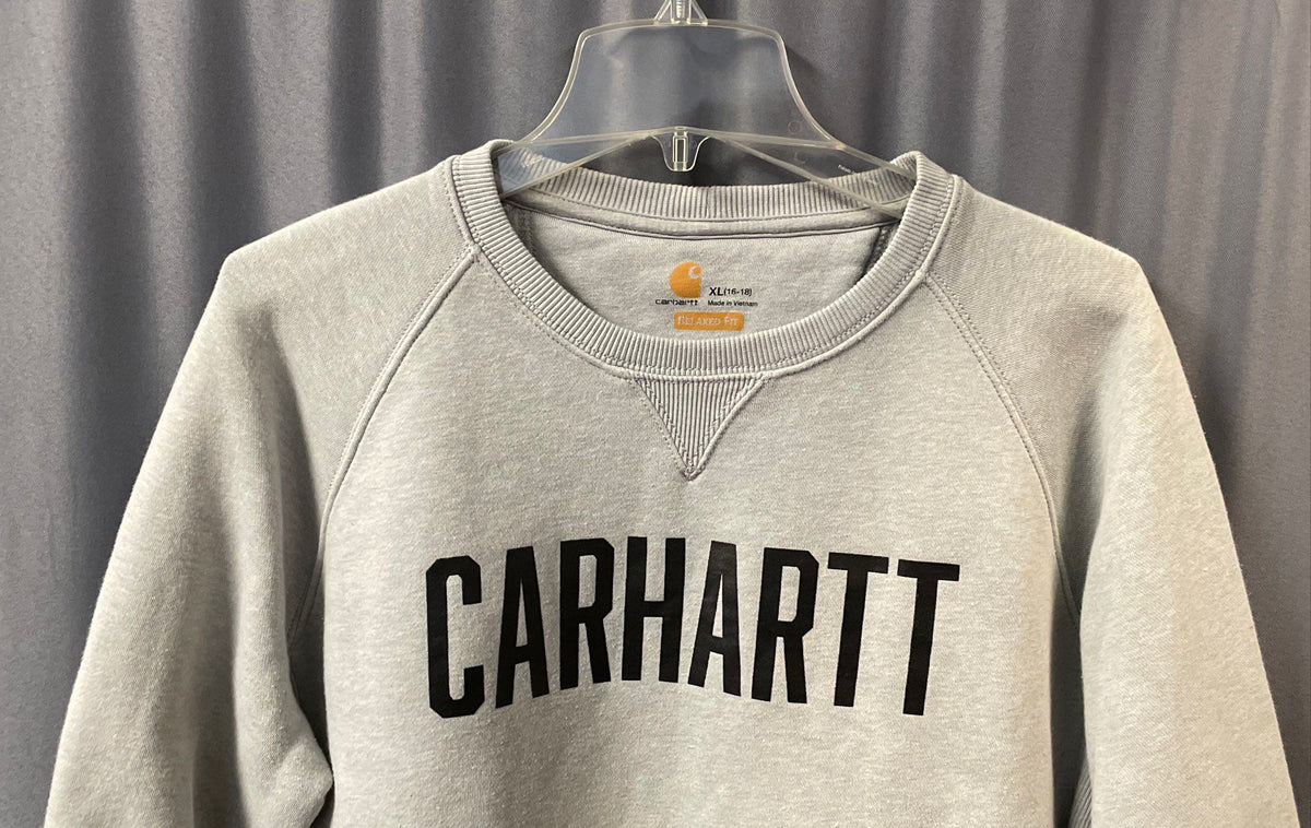Carhartt Boys Heather Grey Graphic Relaxed Fit Crewneck Sweatshirt Sz XL 16/18