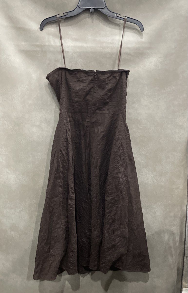 J. Crew Women's Brown Textured Crinkle Cotton Strapless Midi Dress Sz 8