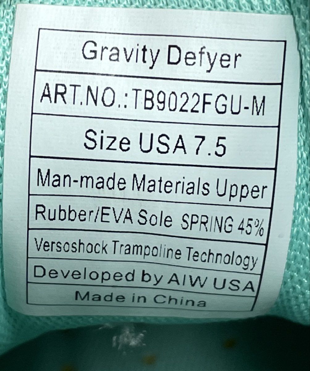 Gravity Defyer G-Defy Ion Grey Teal VersoShock Running Sneakers Size 7.5