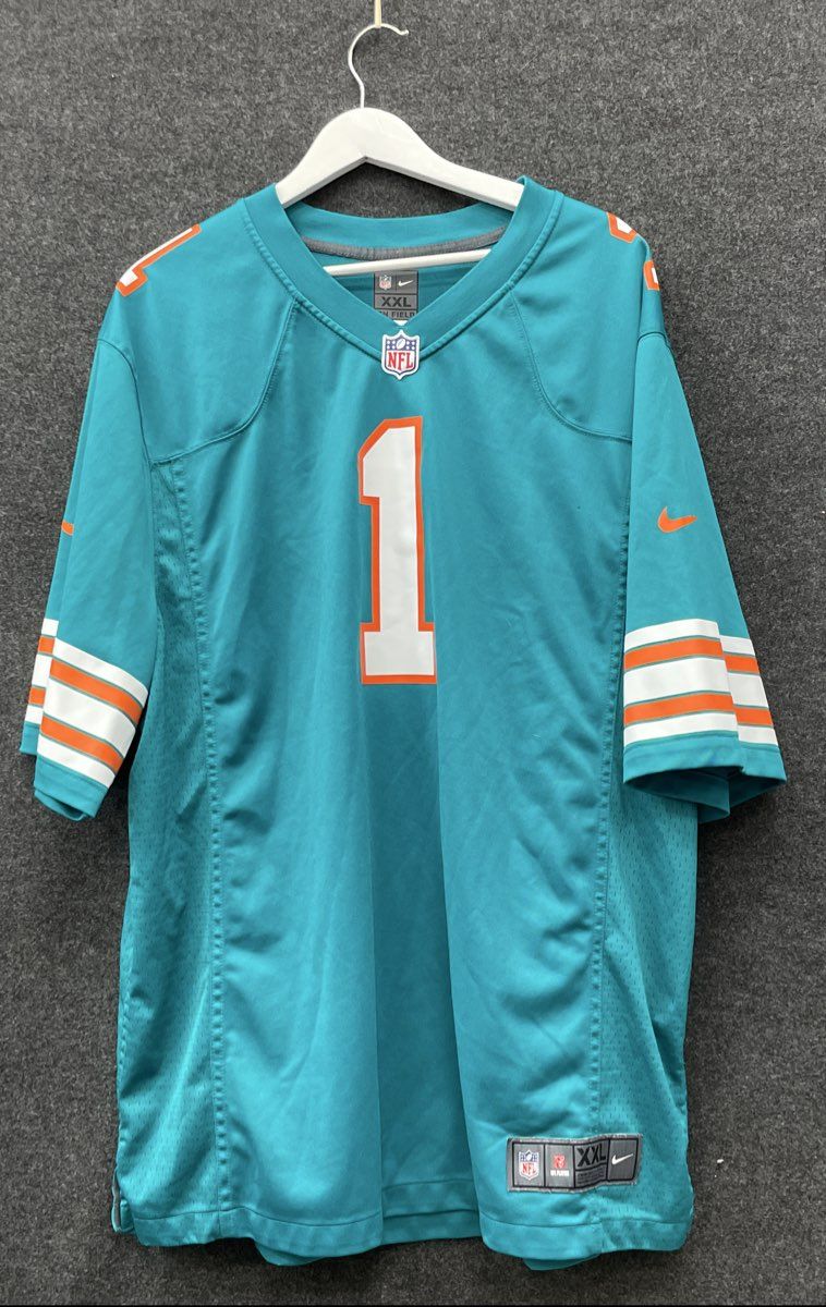Nike Men's Miami Dolphins Tua Tagovailoa Aqua NFL On Field Game Jersey Sz XXL