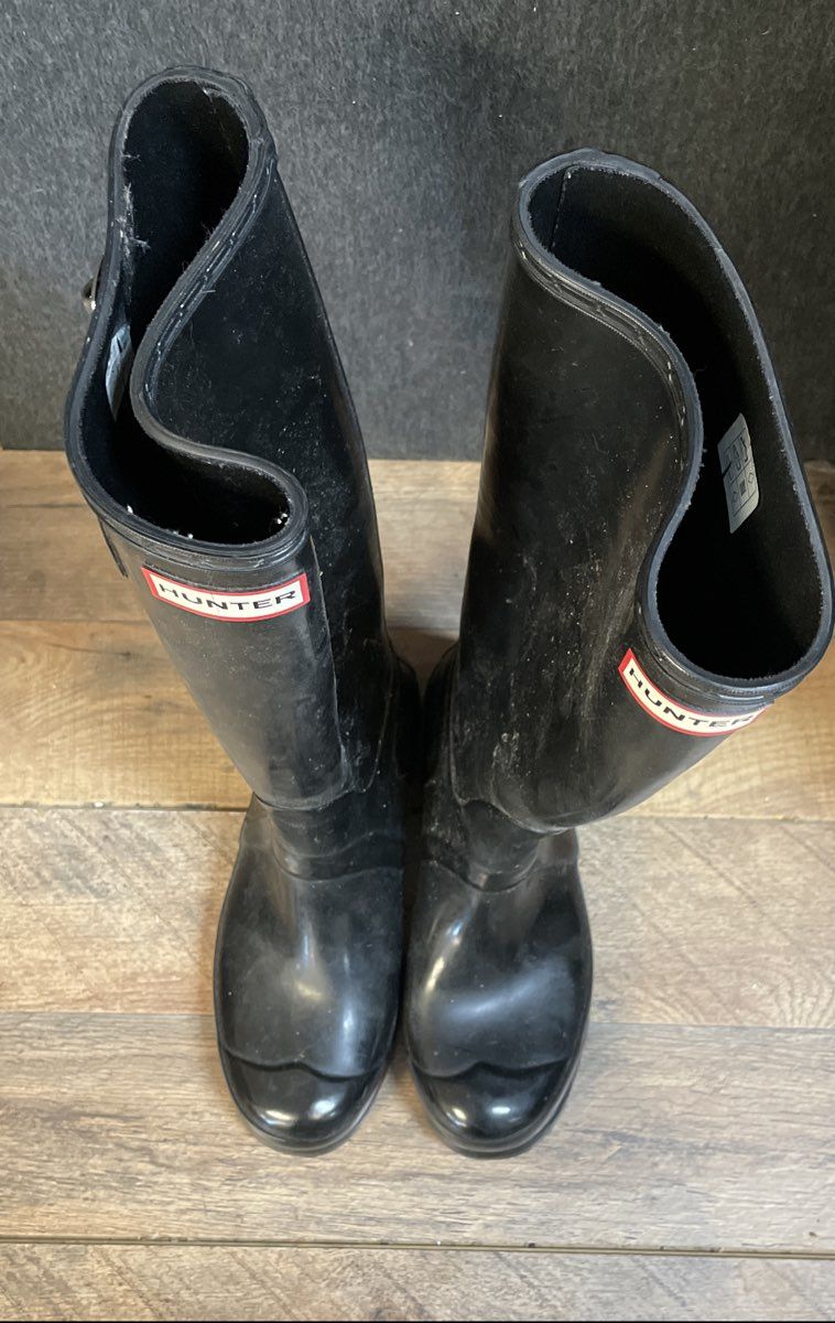 Hunter Original Tall Black Rubber Waterproof Rain Boots Women's Size 6
