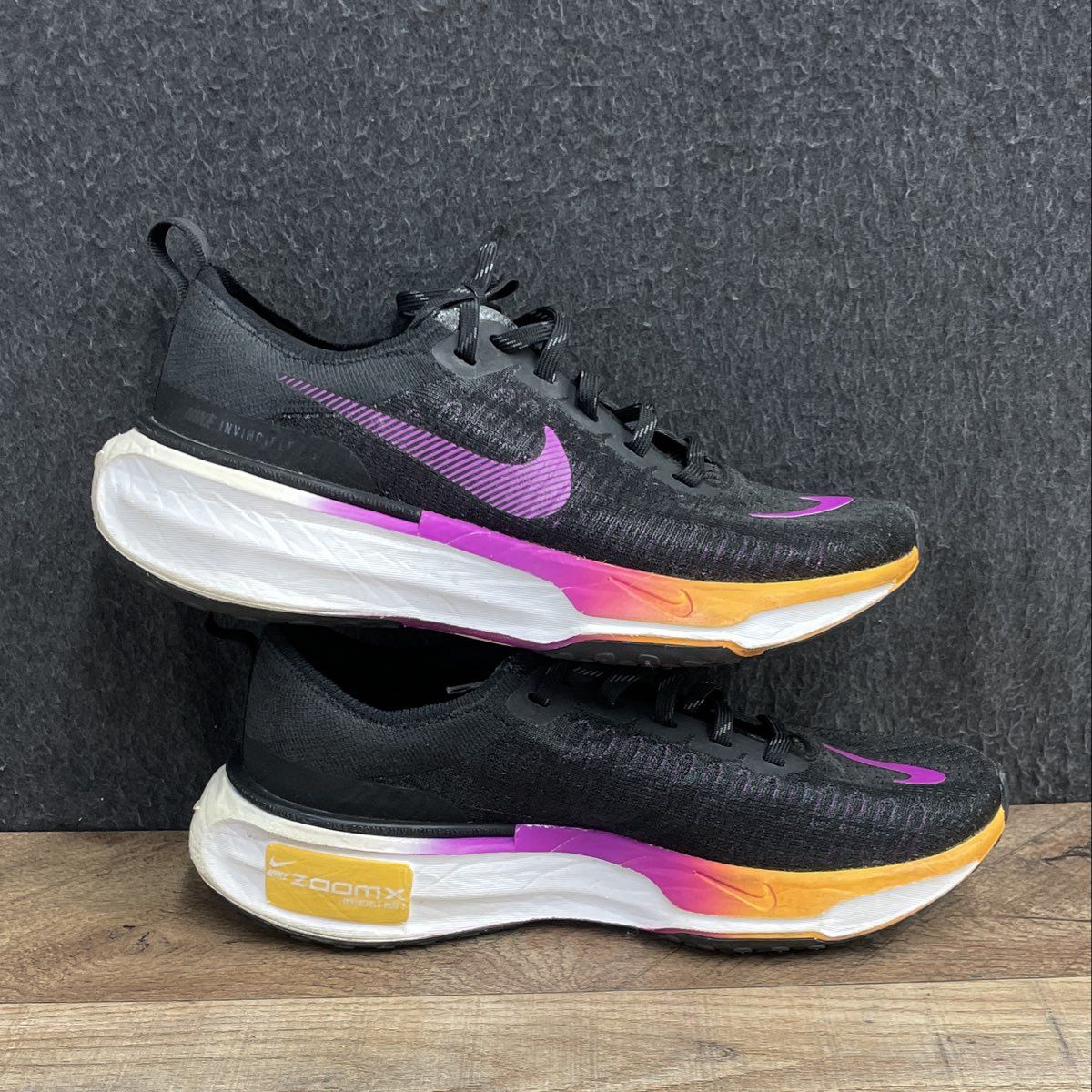 Nike ZoomX Invincible Run Flyknit 3 Black Multi-Color Running Shoes Size 8