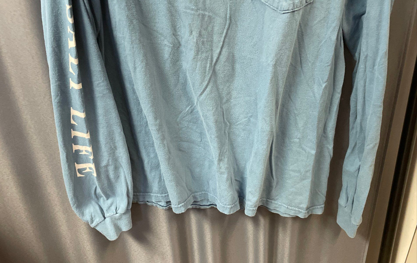 Salt Life Men's Blue Long Sleeve Pocket T-Shirt Livin' Salty Tuna Graphic Sz L