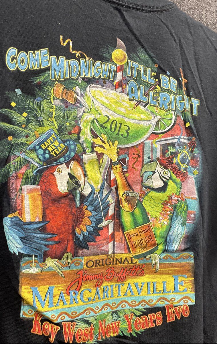 Margaritaville Black Jimmy Buffett Key West New Years Eve 2013 T-Shirt Sz L