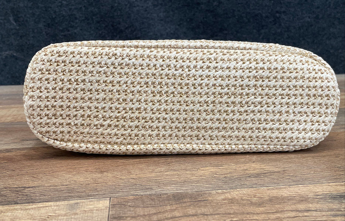 Gold Woven Mini Purse Shoulder Bag Crossbody Gold Chain Strap Small Handbag
