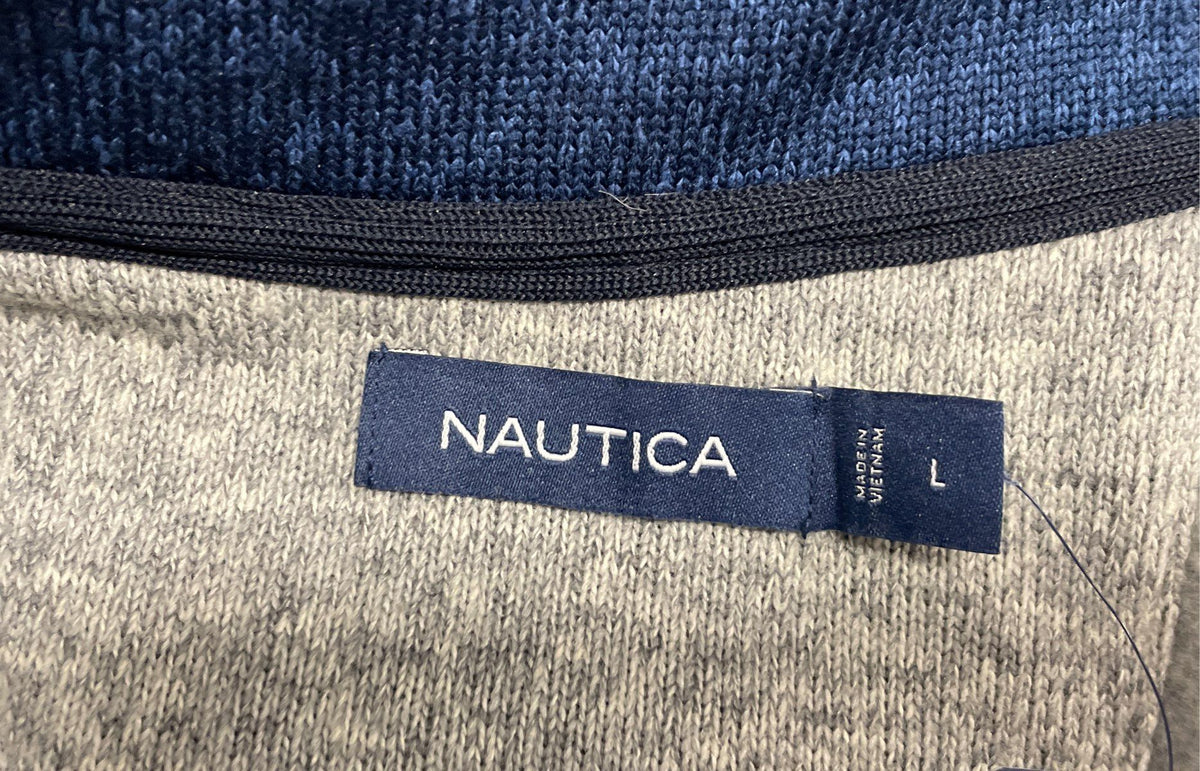 Nautica Men's Heather Gray Quarter Zip Sweater Fleece Pullover NWT Sz L