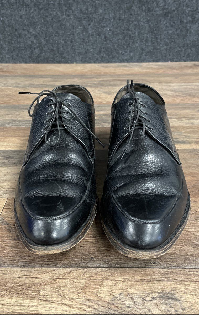 Vintage 1960s Roblee Black Pebble Grain Split Toe Derby Dress Shoes Size 8 D