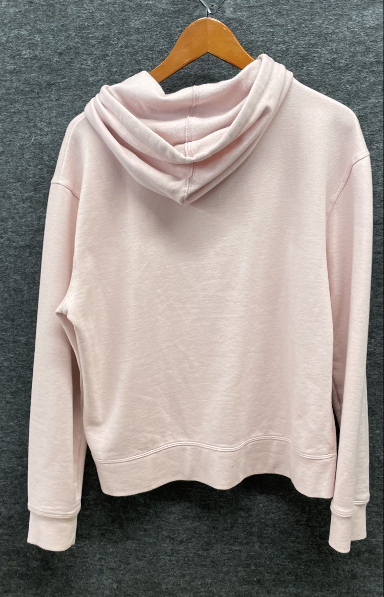 Champion Women's Pink Embroidered Script Logo Fleece Hoodie Kangaroo Pocket Sz L