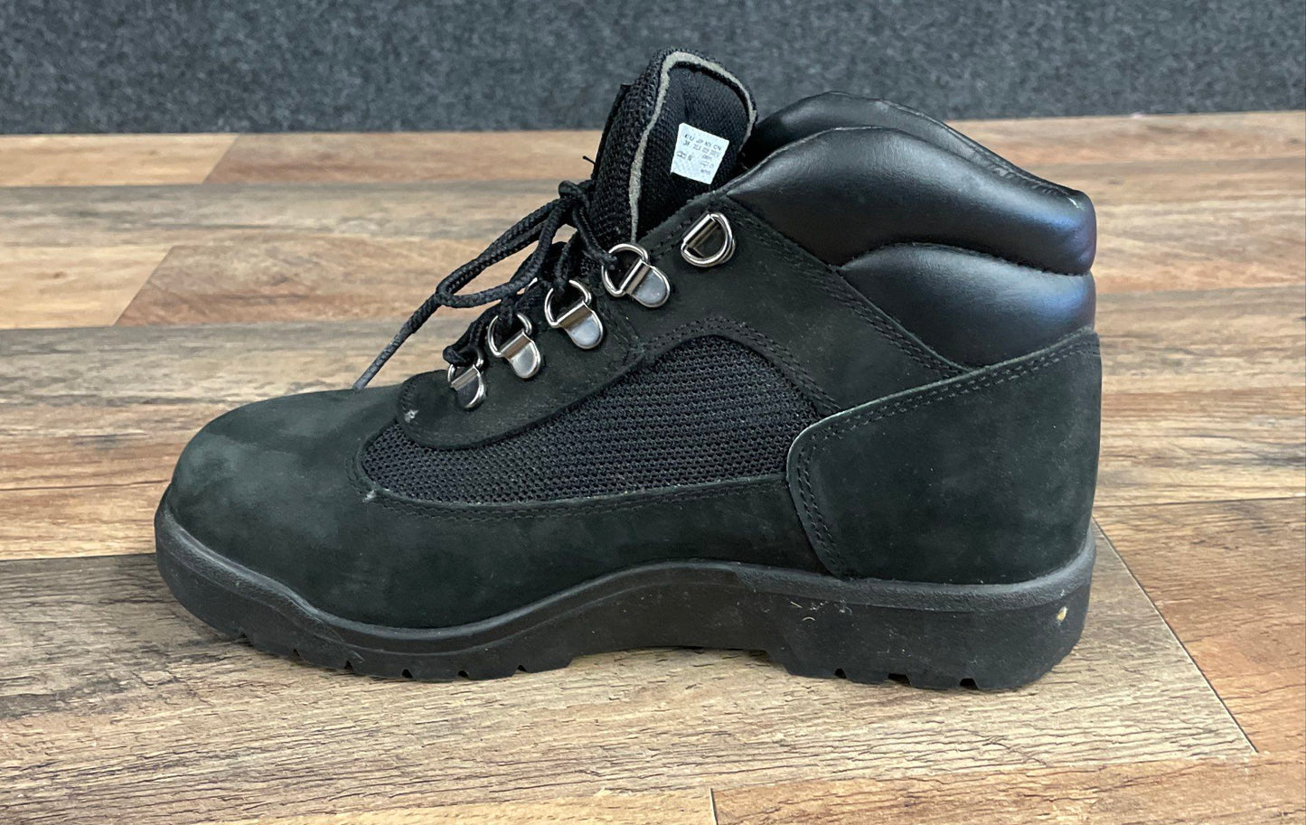 Timberland Field Boots Black Nubuck Mesh Mid Top Youth Size 5.5
