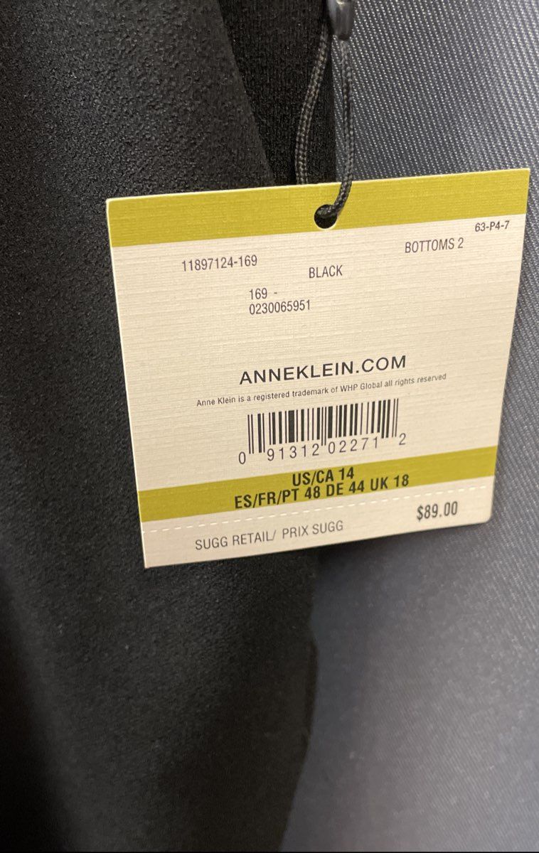 Anne Klein Women's Black Straight Leg Pants NWT Elastic Waist Sz 14