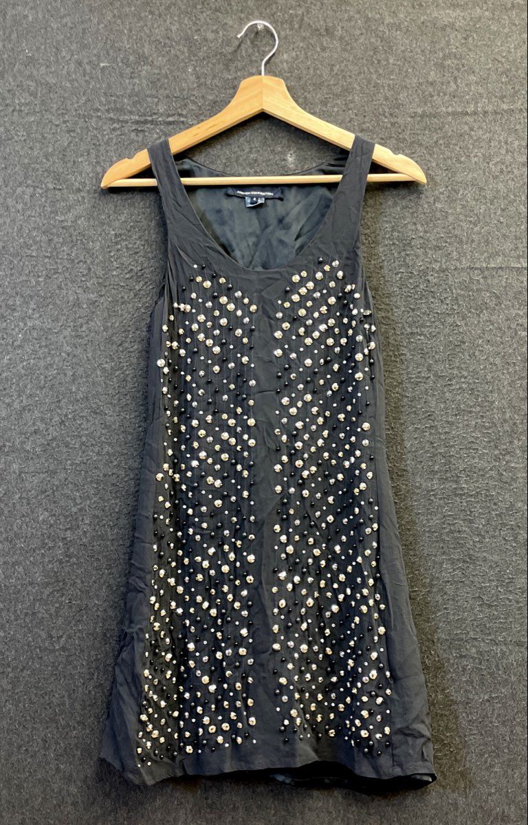 French Connection Women's Black Studded Embellished Sleeveless Dress Size 4