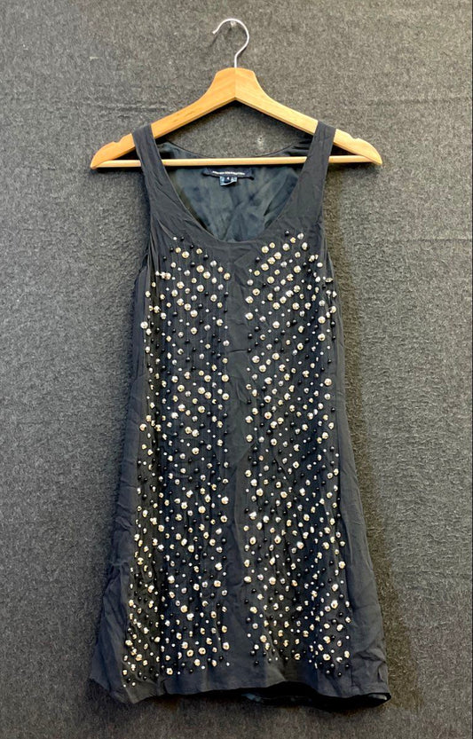 French Connection Women's Black Studded Embellished Sleeveless Dress Size 4