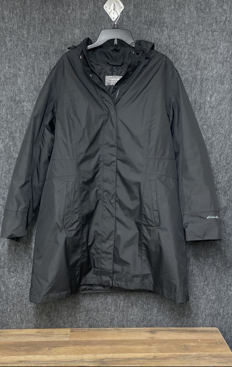 Eddie Bauer Women's Black WeatherEdge Waterproof Insulated Hooded Coat Sz 2XL