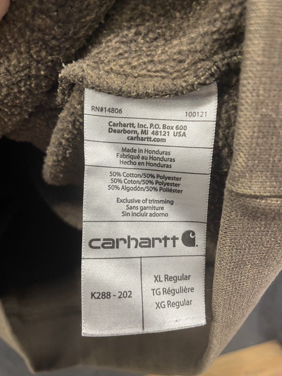 Carhartt Men's Brown K288 Original Fit Logo Graphic Sleeve Pullover Hoodie Sz XL
