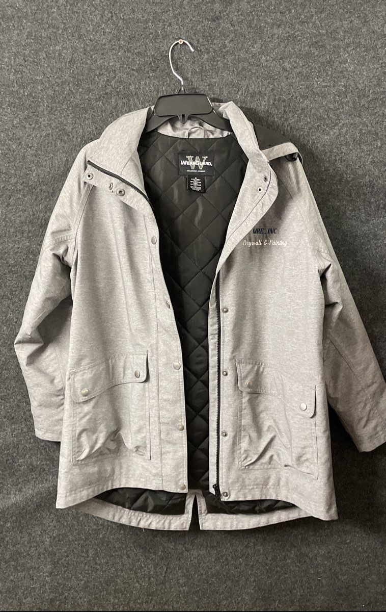 WearGuard Mens Gray Hooded Quilted Lined Work Jacket WRG Inc Promo Sz M