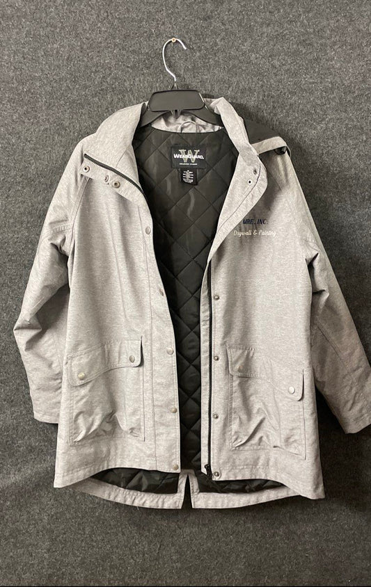 WearGuard Mens Gray Hooded Quilted Lined Work Jacket WRG Inc Promo Sz M