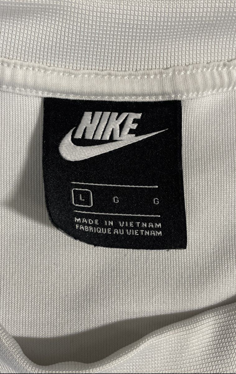 Nike Men's White Crewneck Sweatshirt Logo Tape Sleeve Embroidered Swoosh Sz L