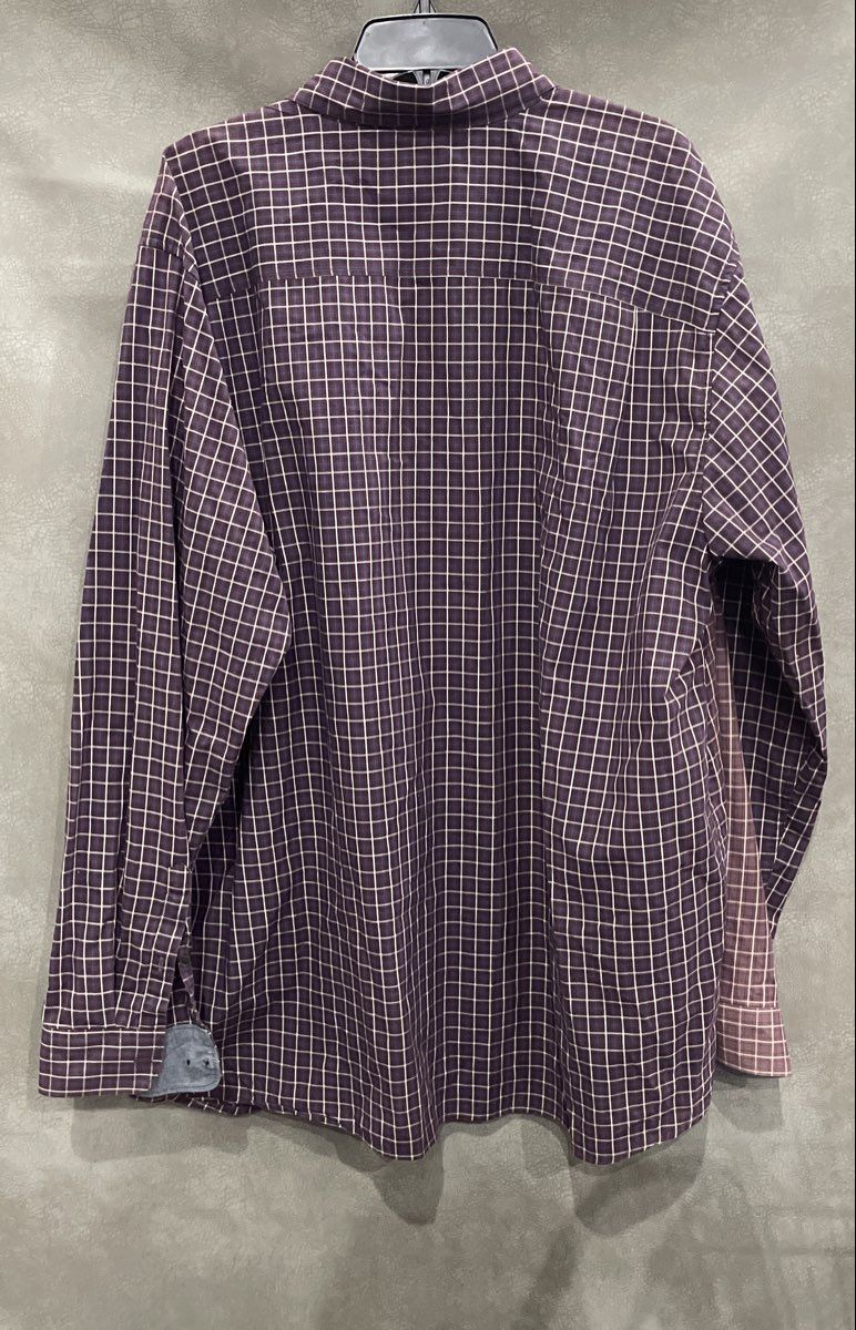 Claiborne Men's Purple Windowpane Stretch Long Sleeve Button Up Shirt Sz 2XLT