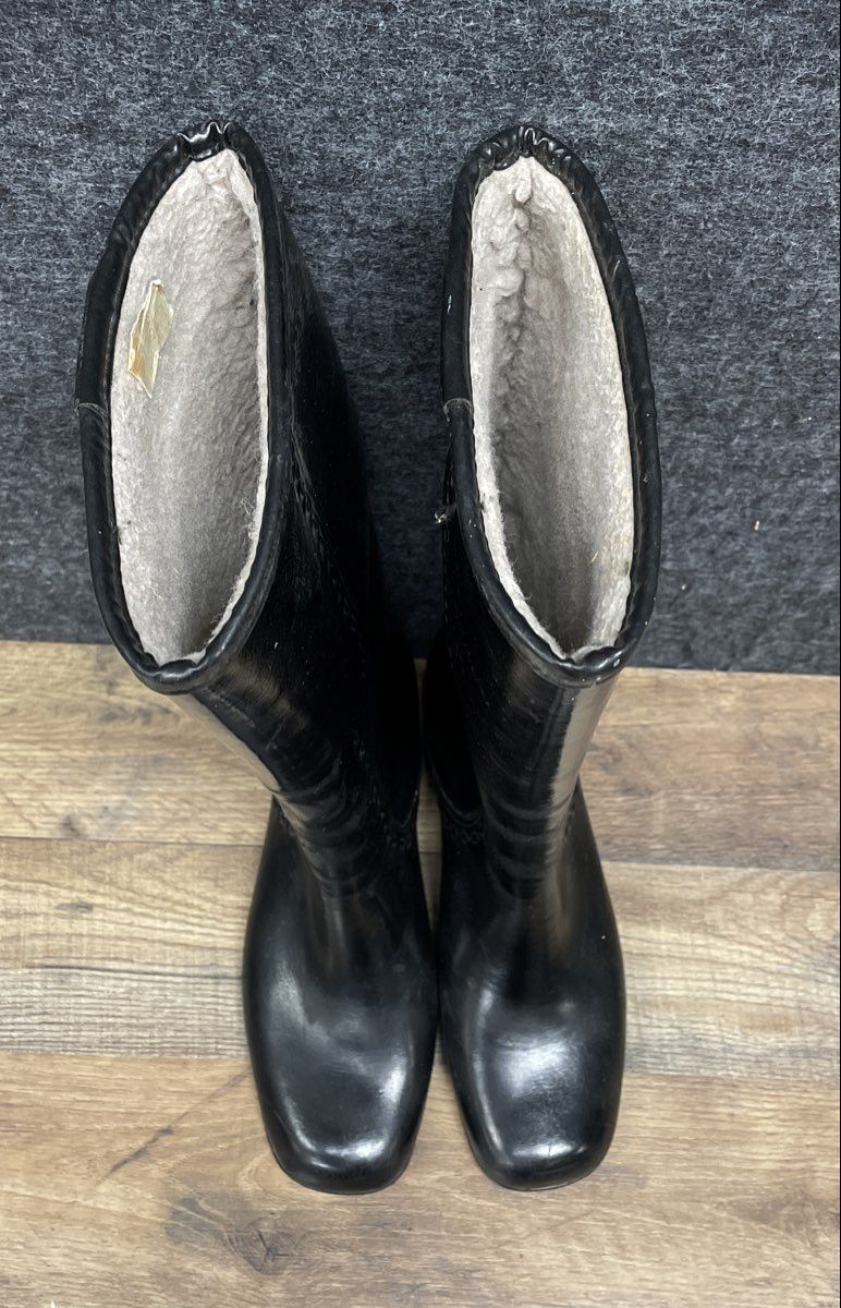 Vintage 80s Waterpruf Black Waterproof Rubber Rain Boots Women's Size 8