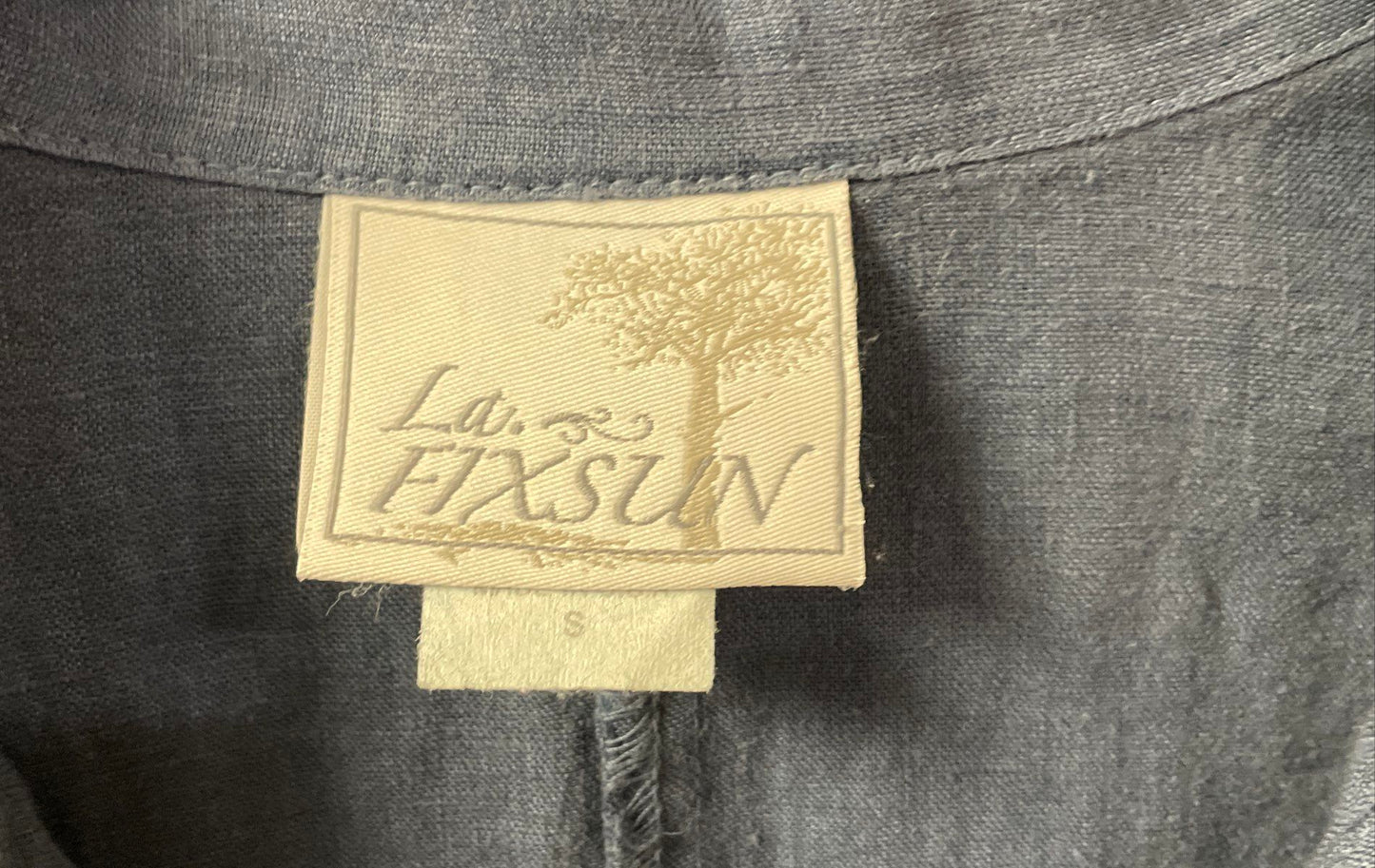 La Fixsun Women's Blue Sleeveless Linen Midi Dress Pockets Side Slits Sz S