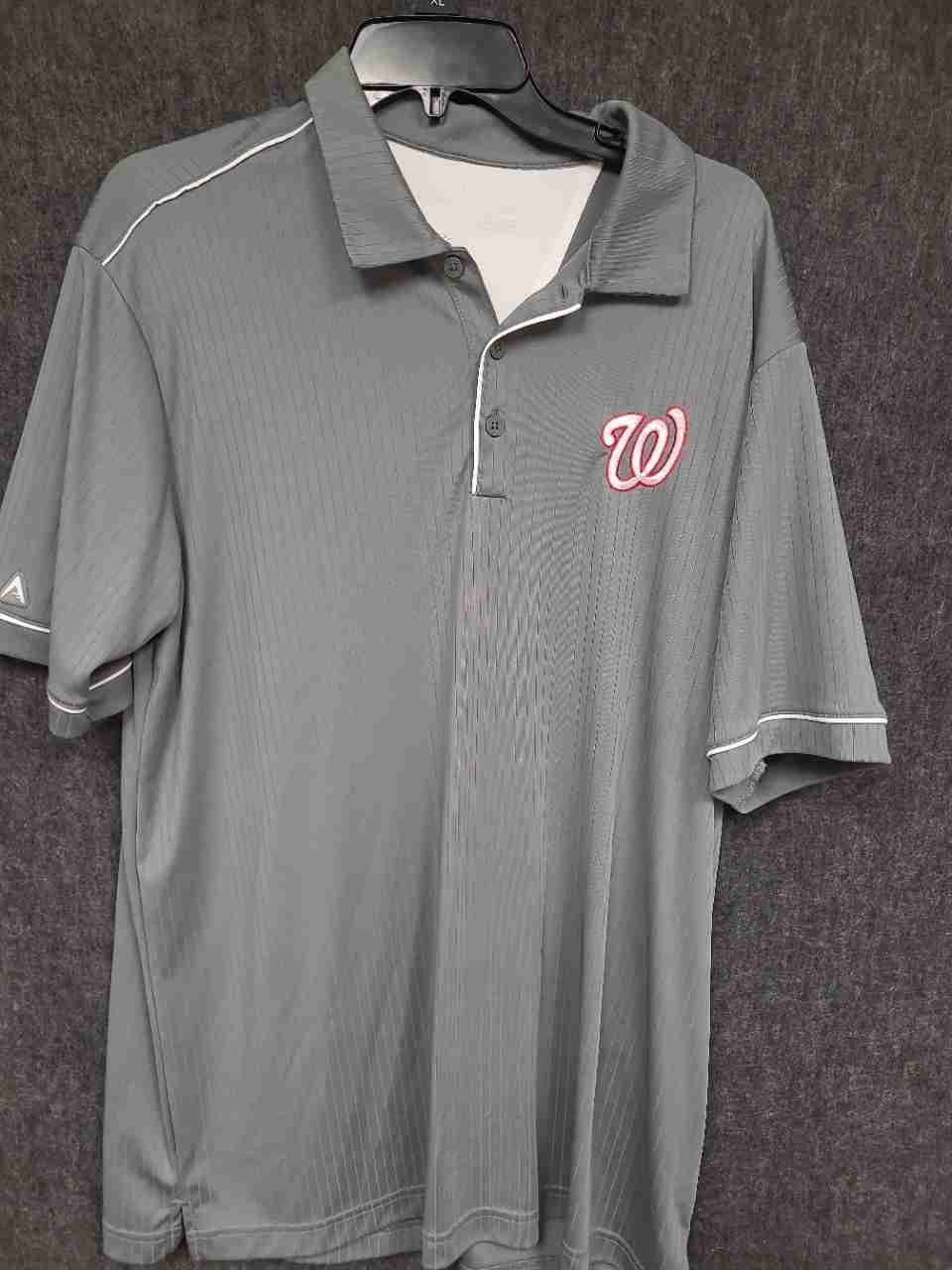 Antigua Men's Washington Nationals Gray Polo Shirt Embroidered Logo Sz XL