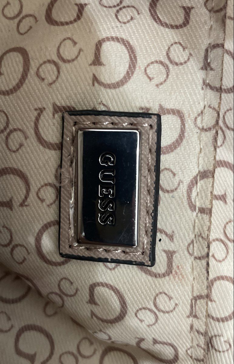 Guess Pink Embossed Logo Mini Backpack Bag Silver Hardware Bow Detail