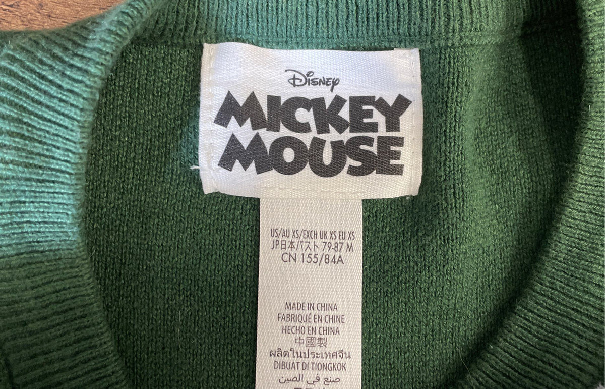 Disney Mickey Mouse Men's Green Goofy Golfing Graphic Crewneck Sweater Sz XS