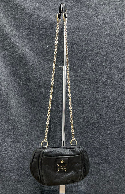 Juicy Couture Black Leather Small Crossbody Bag Gold Chain Strap