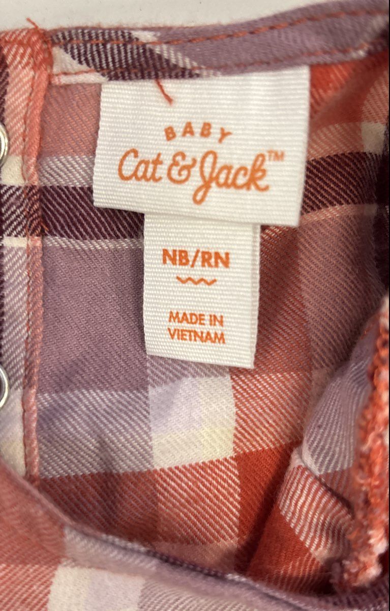 Cat & Jack Baby Girls Plaid Ruffle Blouse and Bloomer Diaper Cover Set Sz NB