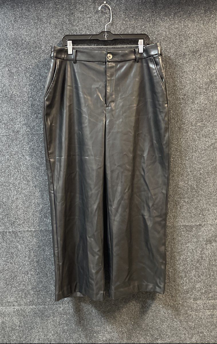 Wonderly Women's Black Faux Leather Wide Leg Pants Sz 16 NWT