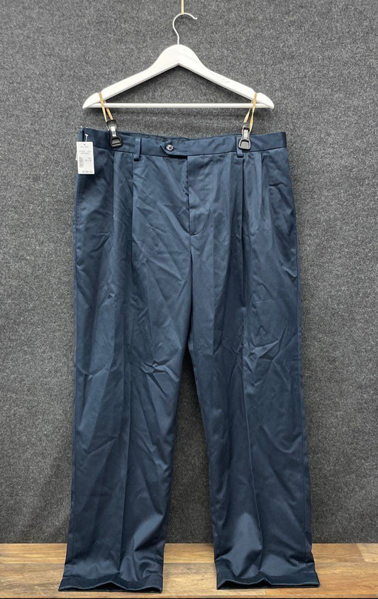 Jos. A. Bank Men's Traveler Navy Blue Pleated Cuffed Cotton Pants NWT Sz 40x29