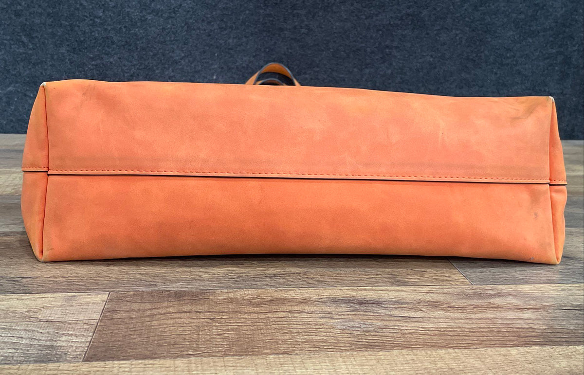 K Carroll Orange Leather Large Tote Bag Shoulder Handbag Top Handle